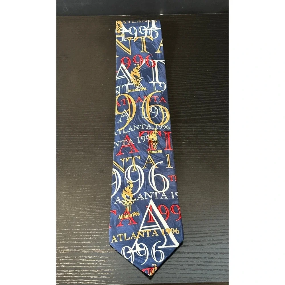 Vintage 1996 Atlanta Olympic Games RM Sport Tie Navy‎ Blue Centennial Collection